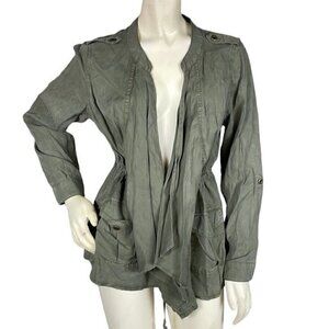 NWT Knox Rose Green Military Utility Jacket Waterfall Cardigan Sz M